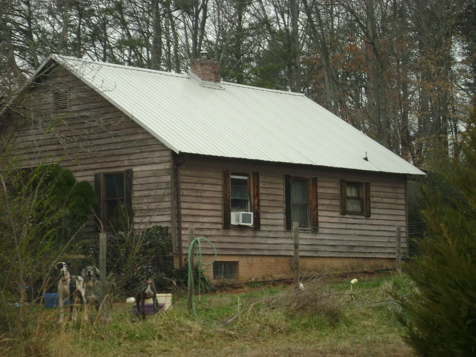 White metal roof on an old wood sided farmhouse, from a Asphalt Shingle Roof Repair job in Whitleyville